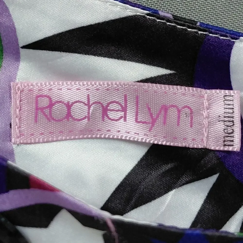 Rachel Lynn Polyester Blend Multicolor Short Graphic Print Dress Women Size M